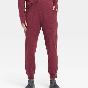 JOYLAB Mid-Rise Cozy Spacedye Jogger Pants Maroon XS